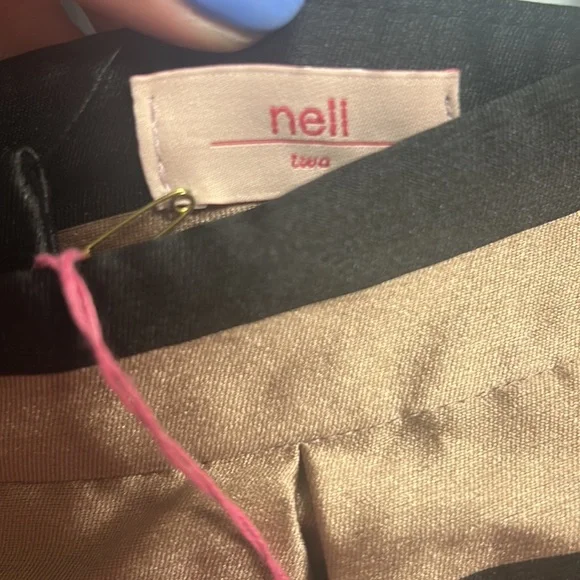 NWT Nell Champagne Skirt Brown Black Striped women’s sz2 - Picture 6 of 6
